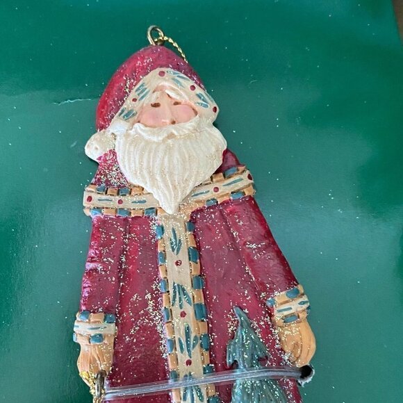 Kurt Adler Ornament Santa World Vintage Plastic Flat Santa With Star - Picture 2 of 4
